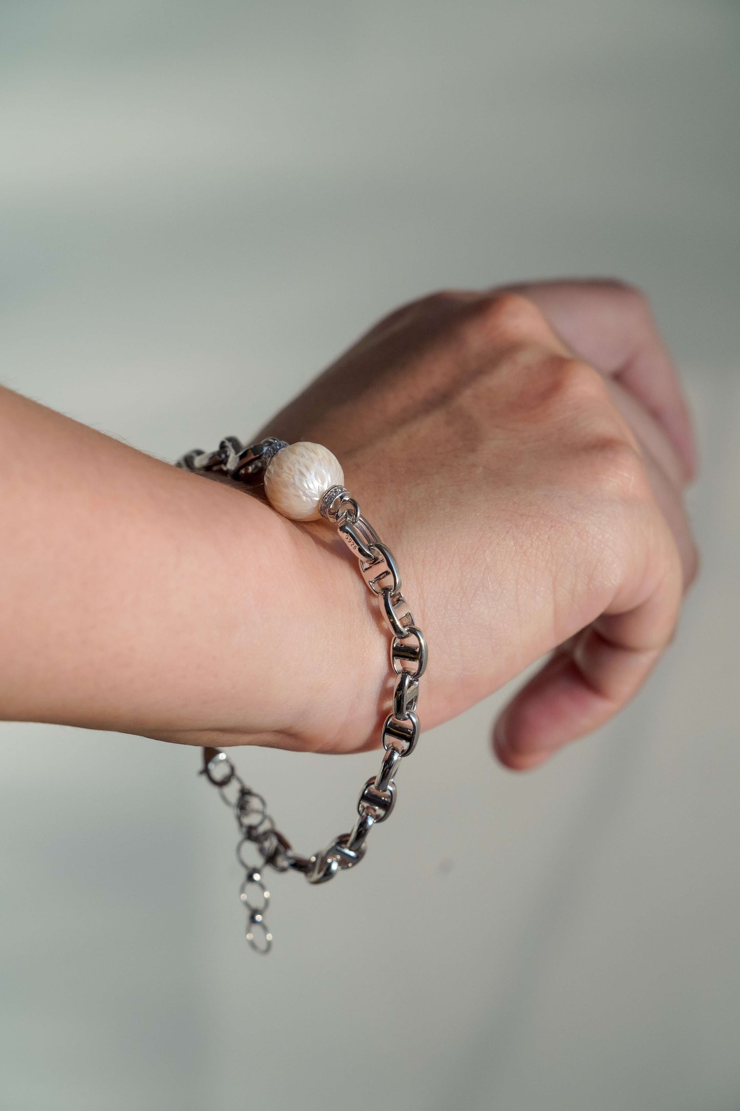 Dragon Dream White Pearl Sterling Silver Bracelet