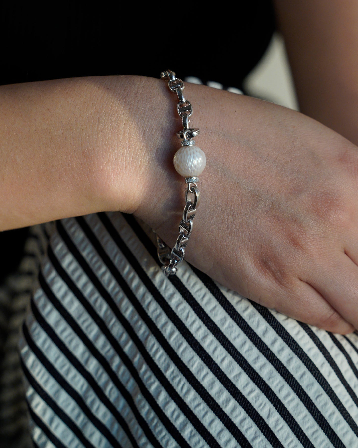Dragon Dream White Pearl Sterling Silver Bracelet