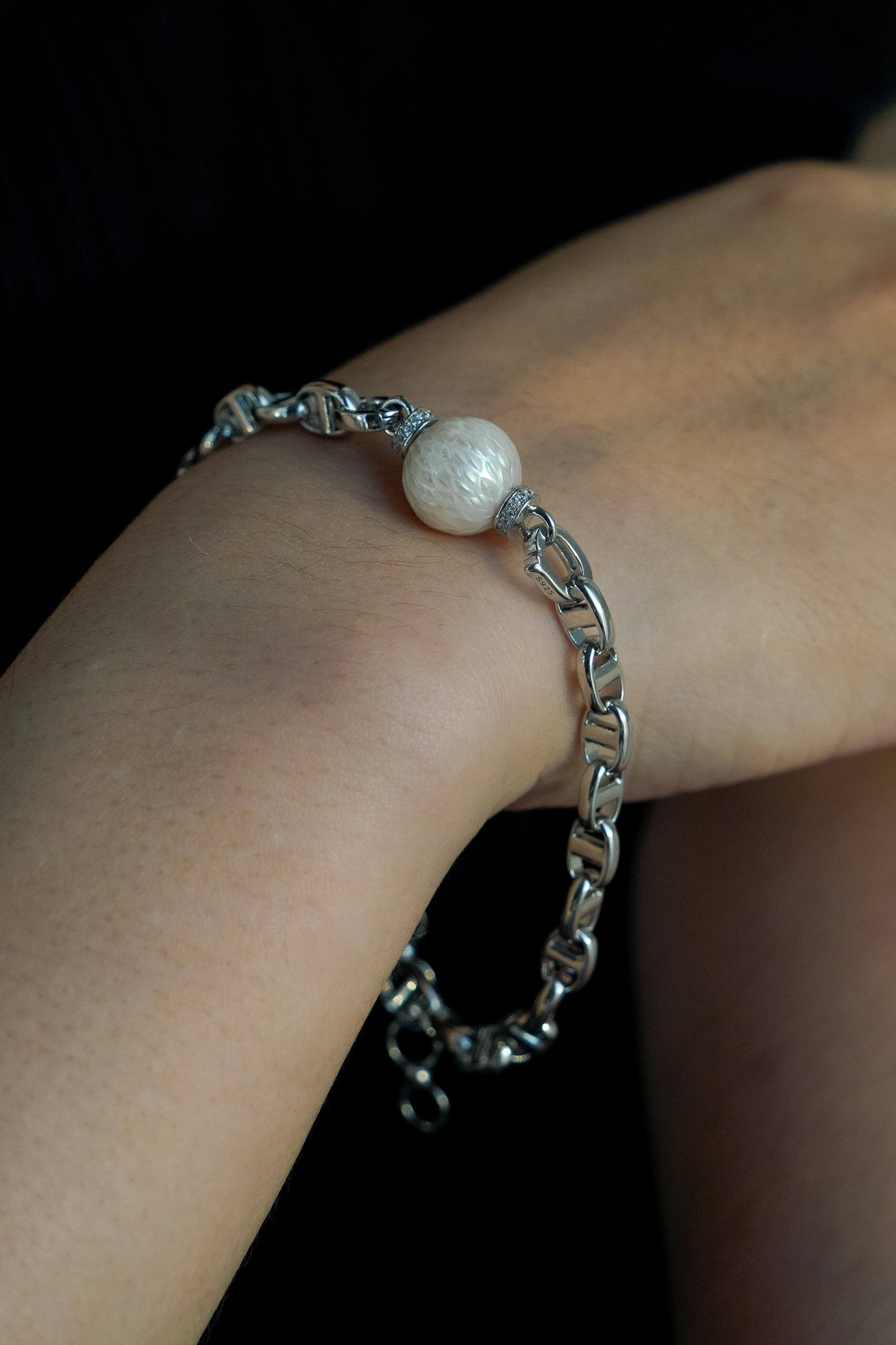 Dragon Dream White Pearl Sterling Silver Bracelet